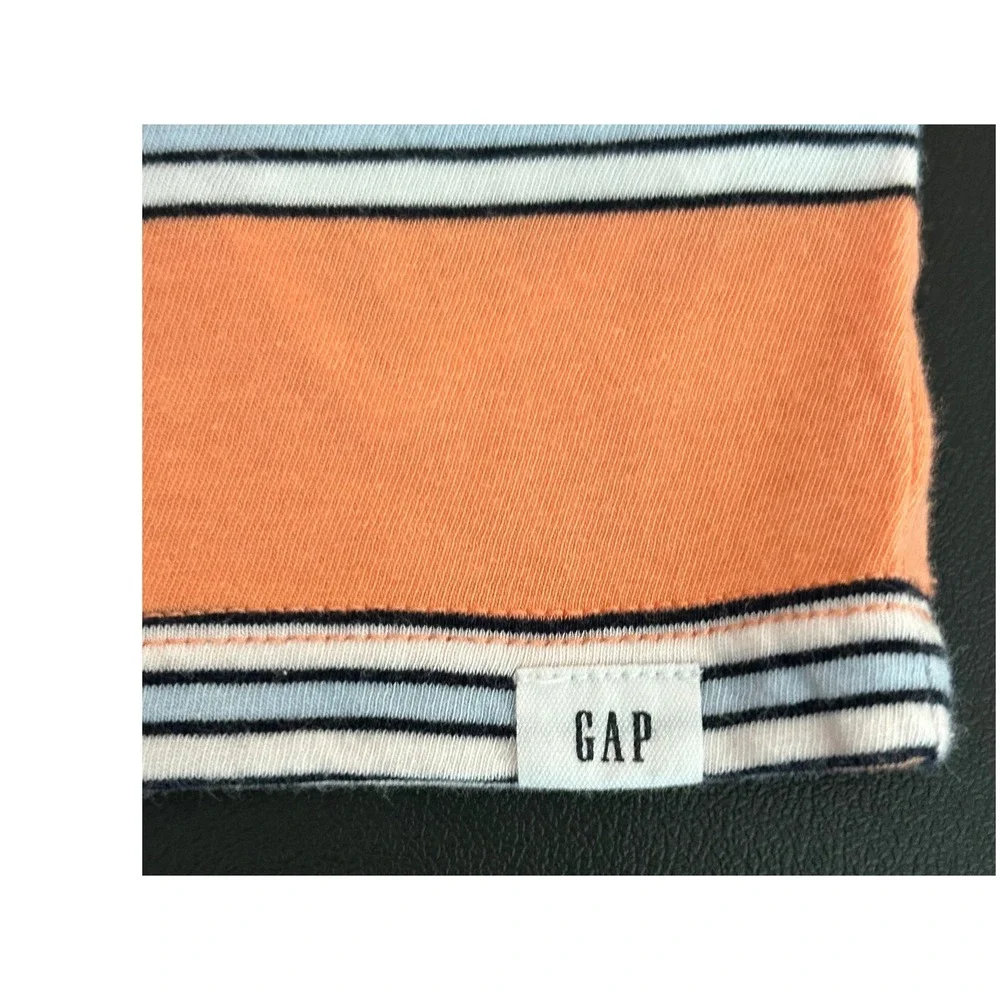 Baby Gap Orange Striped Short Sleeve Henley T-Shirt 0-3 Months (1267)